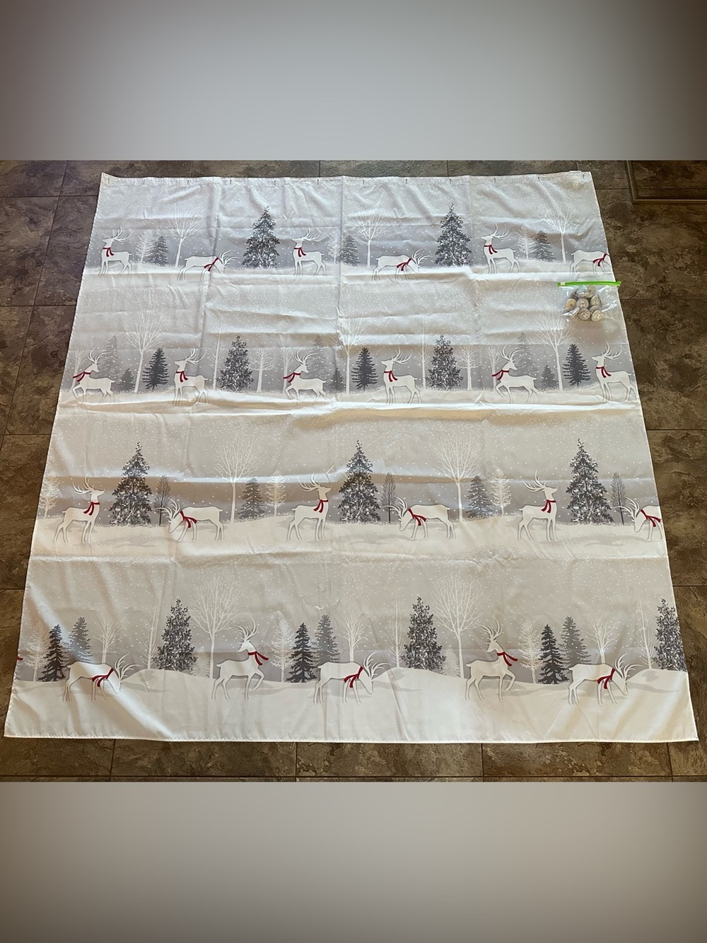 Holiday Reindeer Shower Curtain & Hooks